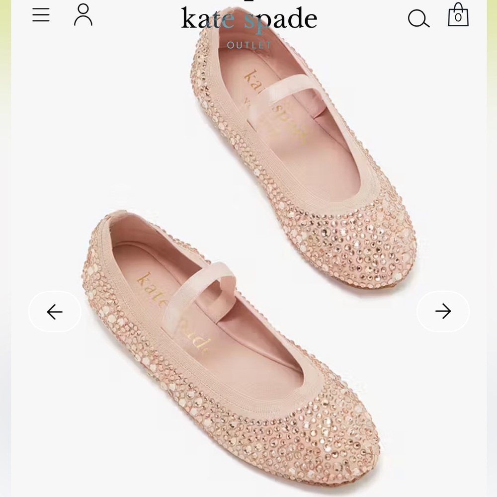 Kate Spade Violette Suede Embellished Flats Blush Mochi Pink 8.5